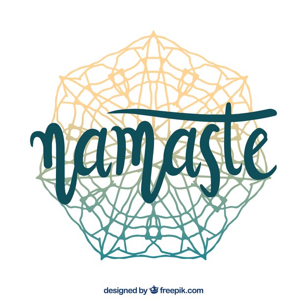 Fondo de mandala con escritura namaste 