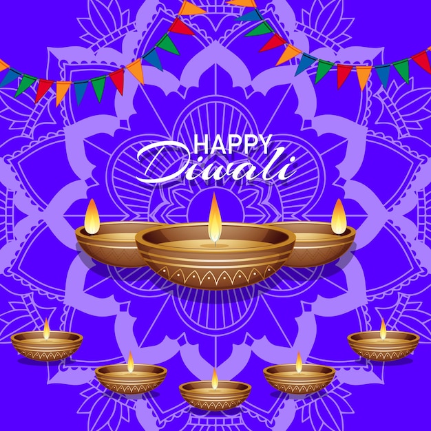 Fondo con mandala pantern para el feliz festival de diwali