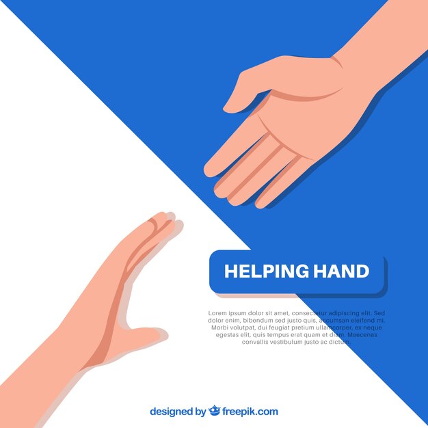 Fondo de mano amiga para apoyar en estilo plano