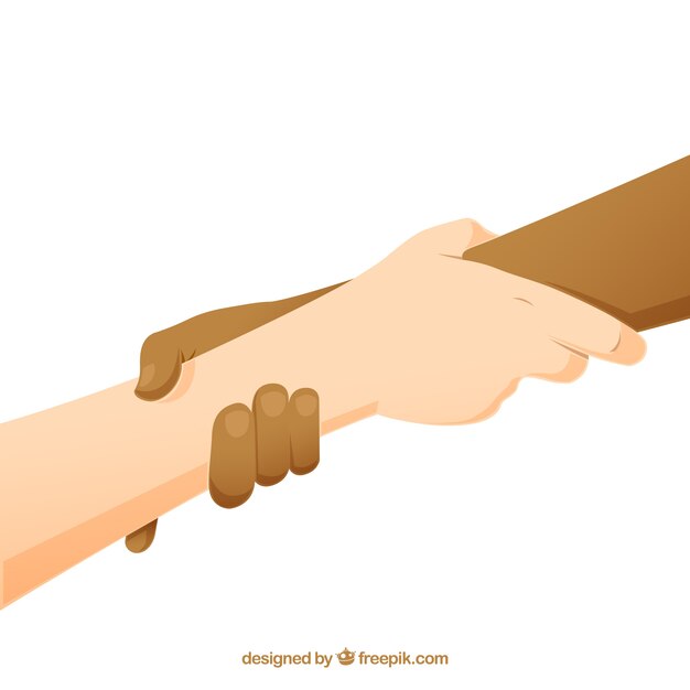 Fondo de mano amiga para apoyar en estilo plano