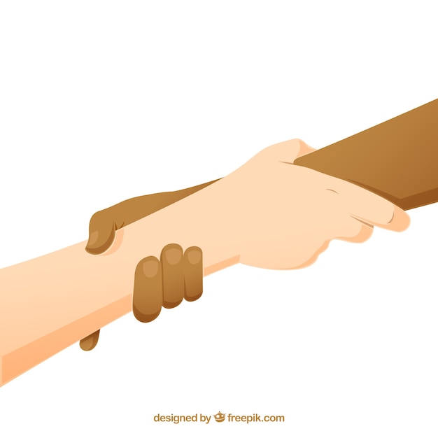Fondo de mano amiga para apoyar en estilo plano