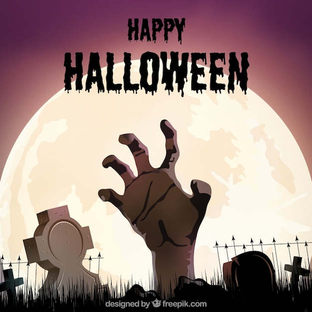 Fondo de mano de zombi saliendo de la tierra