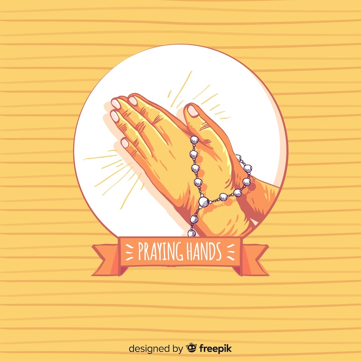 Vector gratuito el fondo de las manos de oración a rayas