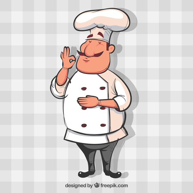 Fondo de mantel con chef dibujado a mano 