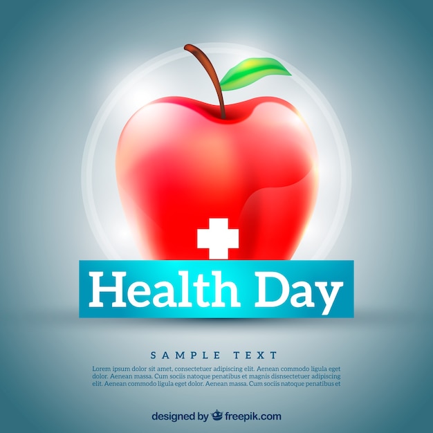 Vector gratuito fondo de manzana roja del día de la salud