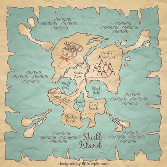 Fondo de mapa de pirata dibujado a mano