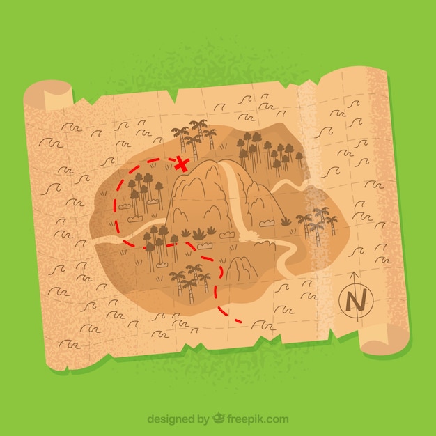 Fondo de mapa viejo de pirata con calavera 