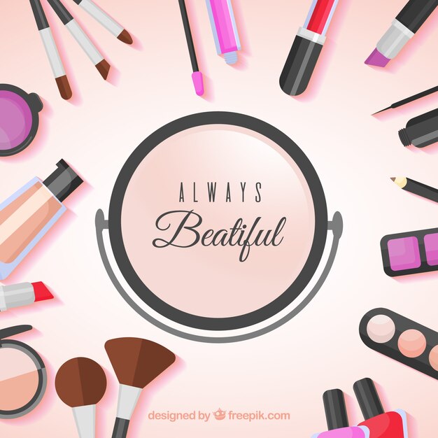 Fondo de maquillaje con diseño plano