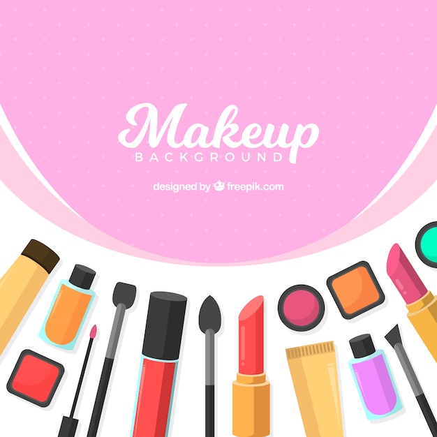 Fondo de maquillaje con diseño plano