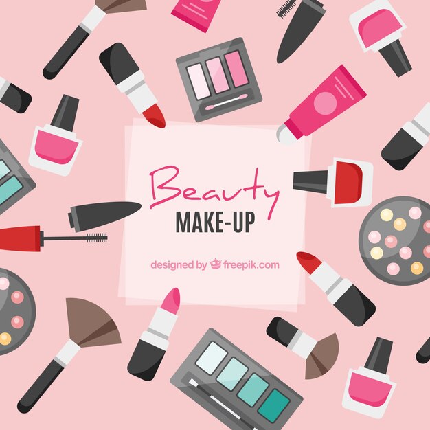 Fondo de maquillaje con diseño plano