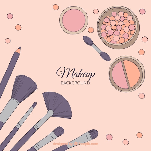 Vector gratuito fondo de maquillaje con estilo de dibujo a mano