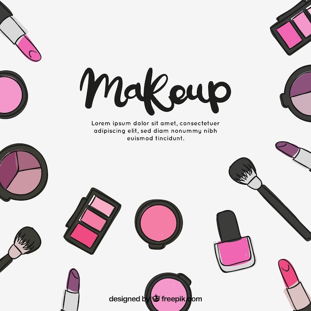 Fondo de maquillaje con estilo de dibujo a mano