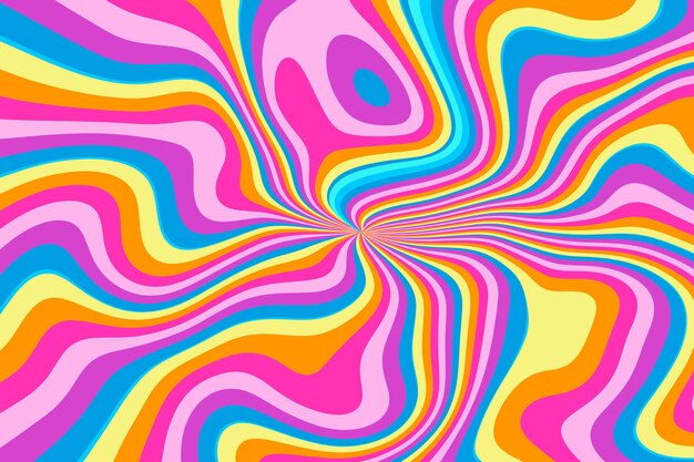 Fondo maravilloso ondulado multicolor dibujado a mano plana