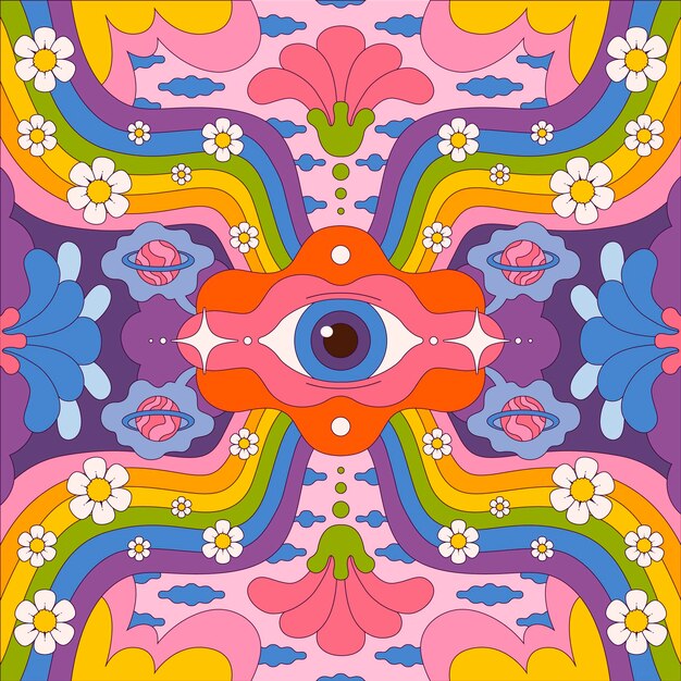 Fondo maravilloso psicodélico dibujado a mano