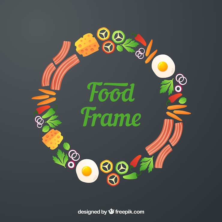 Vector gratuito fondo de marco de alimentos redondo