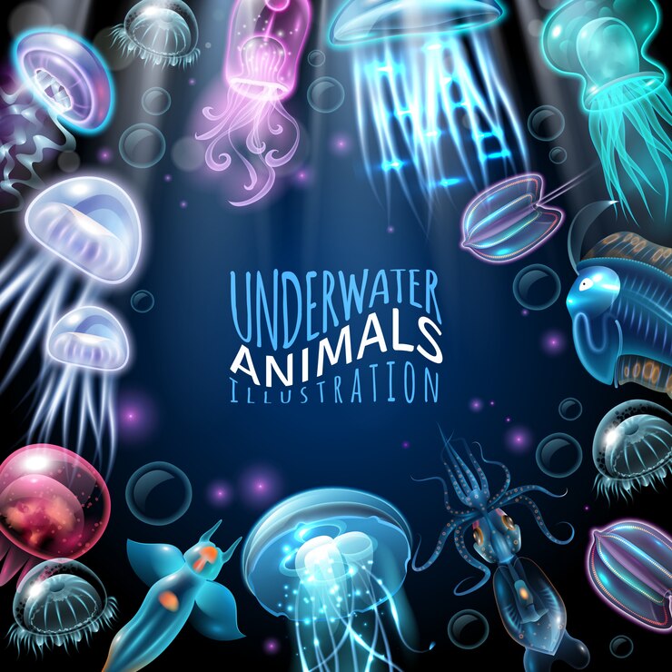 Vector gratuito fondo de marco de animales bajo el agua