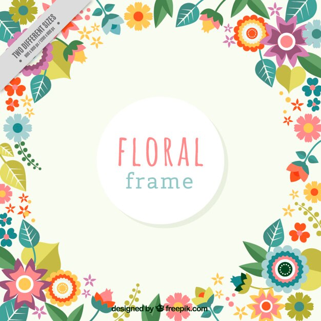 Fondo de marco bonito floral en diseño plano