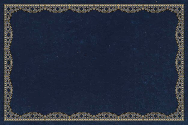 Fondo de marco de encaje elegante, vector de diseño de crochet azul marino