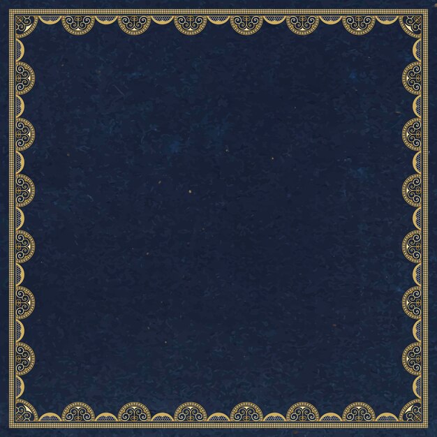 Fondo de marco de encaje, vector de diseño de tela vintage azul oscuro