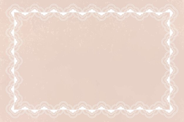Fondo de marco de encaje, vector de diseño de tela vintage crema