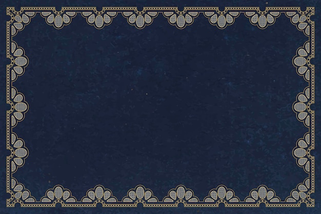 Fondo de marco de encaje, vector de diseño vintage azul floral