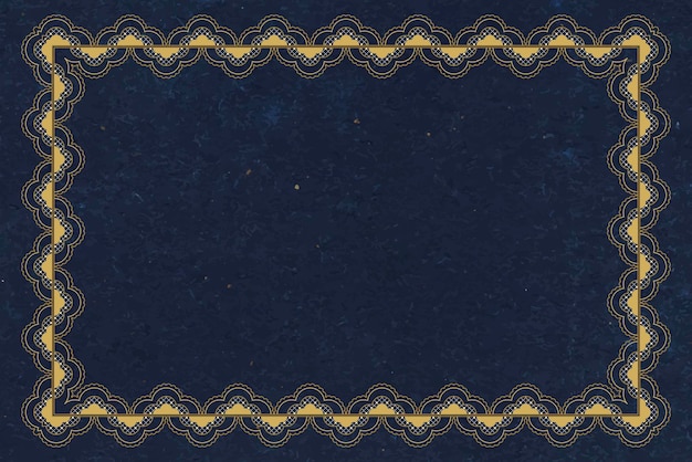 Fondo de marco de encaje vintage, vector de crochet azul floral