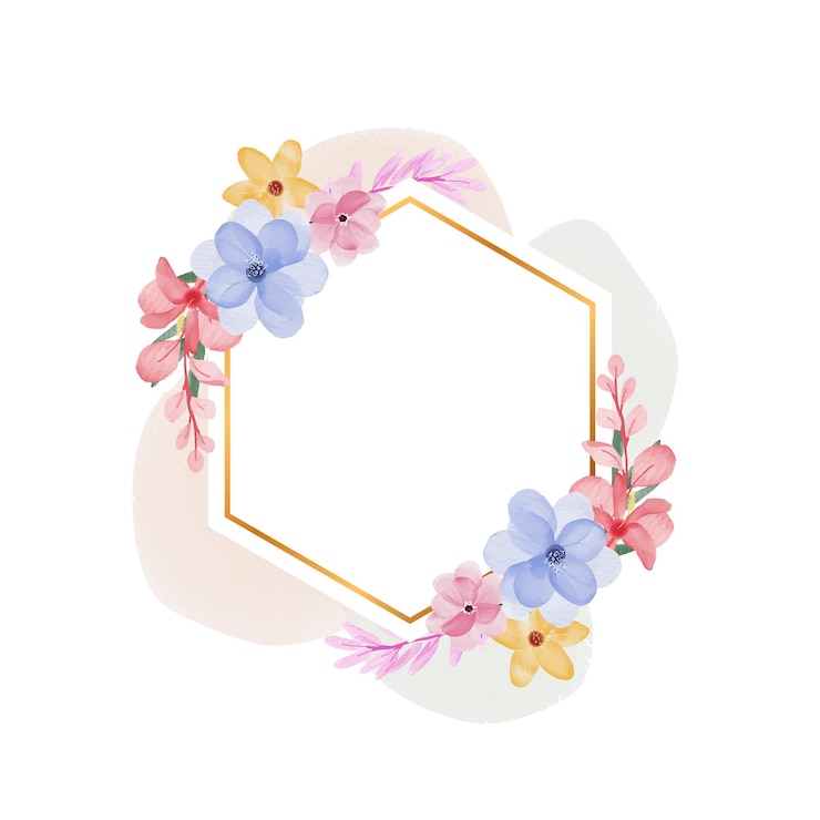 Vector gratuito fondo de marco de flor de acuarela