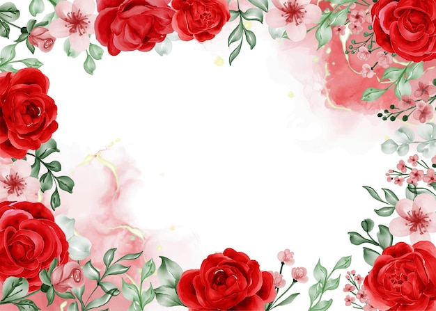 Fondo de marco de flor roja rosa libertad con espacio en blanco