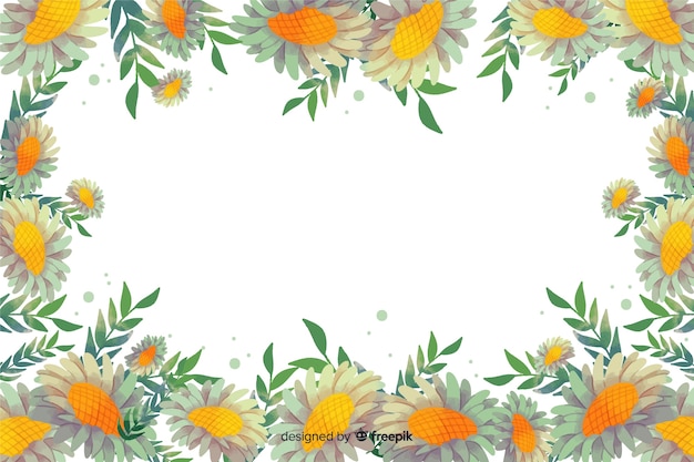 Vector gratuito fondo de marco floral amarillo acuarela