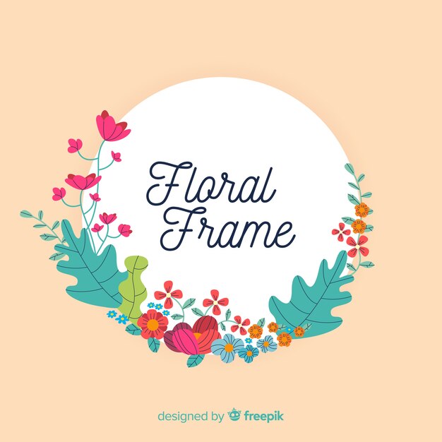 Fondo marco floral dibujado a mano