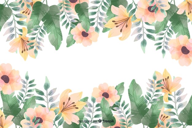 Fondo de marco floral con diseño de acuarela