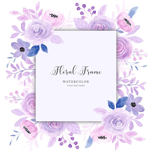 Fondo de marco floral morado con acuarela