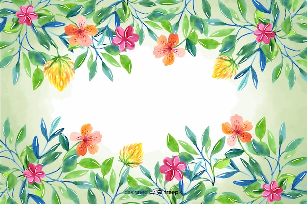 Fondo de marco floral pintado a mano de naturaleza