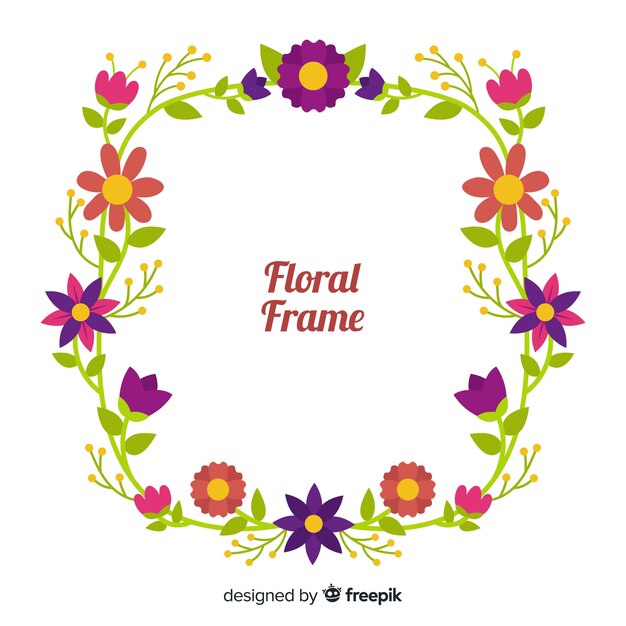 Fondo marco floral plano