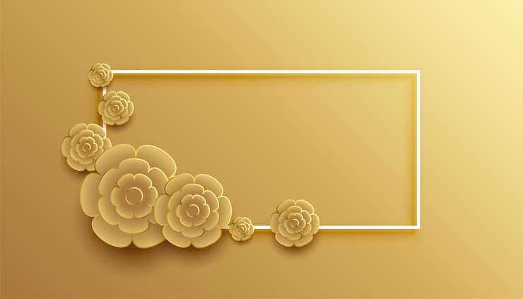 Vector gratuito el fondo del marco de flores doradas de estilo 3d