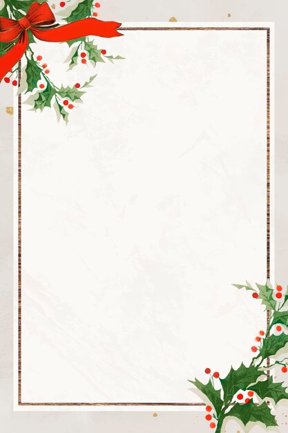 Fondo de marco de navidad rectangular festivo en blanco