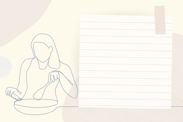 Fondo de marco de nota de papel, ilustración de arte de línea linda, vector de diseño simple