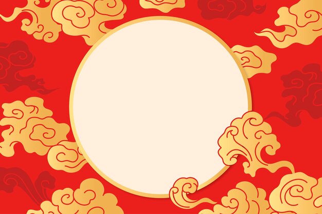 Fondo de marco oriental, vector de ilustración de nube china roja