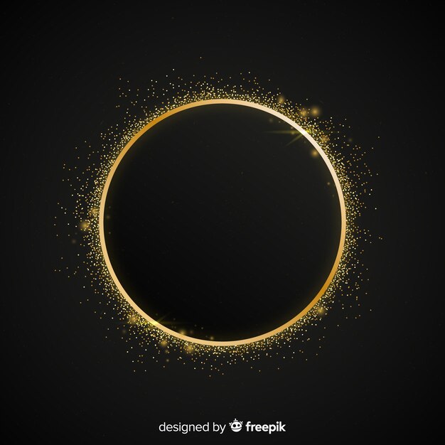 Fondo de marco redondo dorado brillante