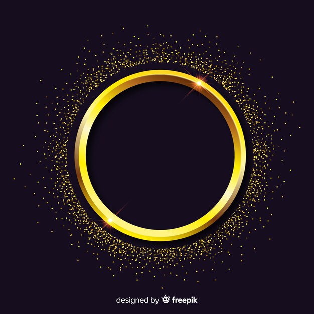 Fondo de marco redondo dorado brillante