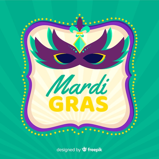 Vector gratuito fondo de mardi gras carnaval en diseño plano