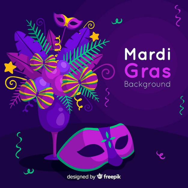 Fondo de mardi gras carnaval en diseño plano