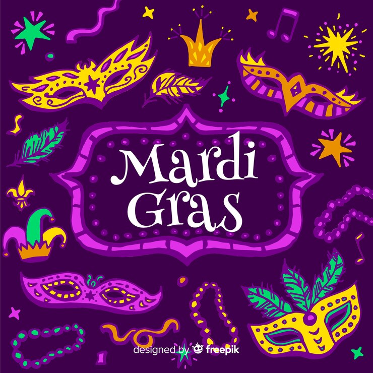 Vector gratuito fondo de mardi gras dibujado a mano
