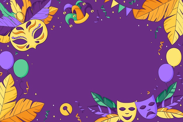 Fondo de mardi gras dibujado a mano