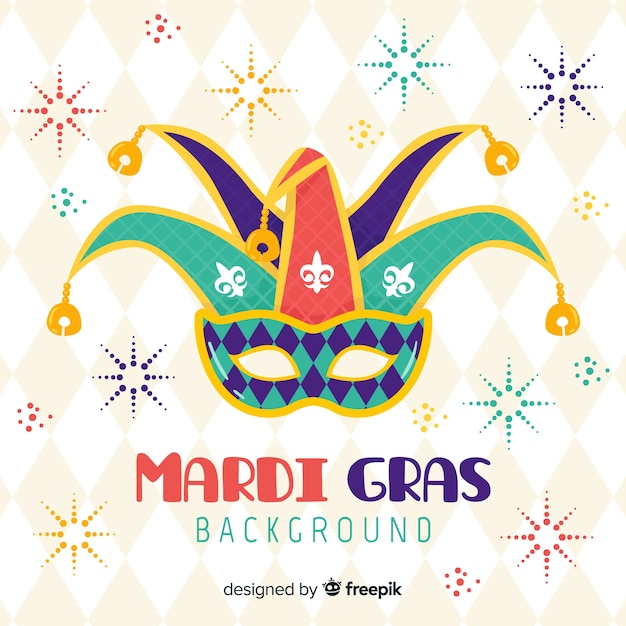 Vector gratuito fondo de mardi gras en diseño plano