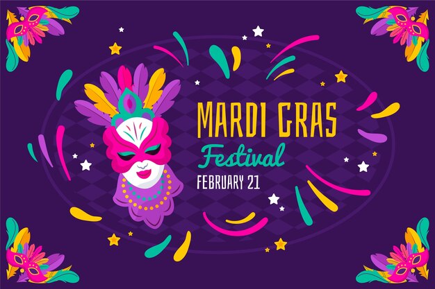 Vector gratuito fondo de mardi gras plano