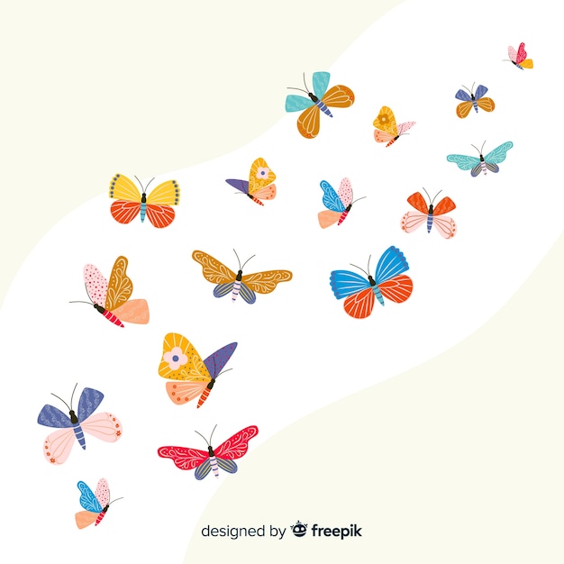 Vector gratuito fondo mariposas planas decoradas