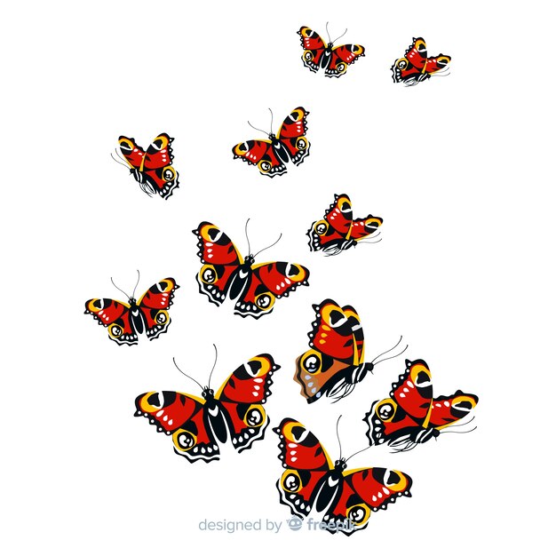 Fondo de mariposas volando en diseño plano