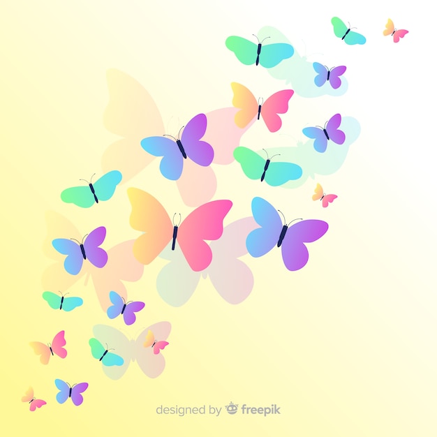 Vector gratuito fondo de mariposas volando en diseño plano