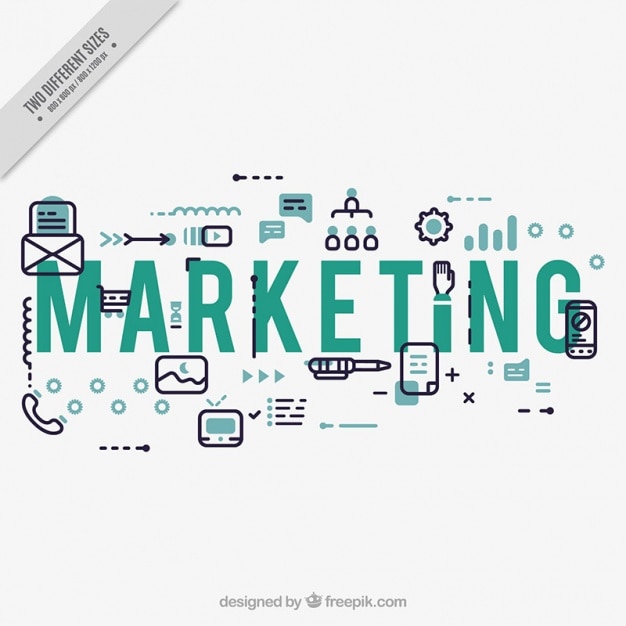 Fondo de marketing con iconos en diseño plano